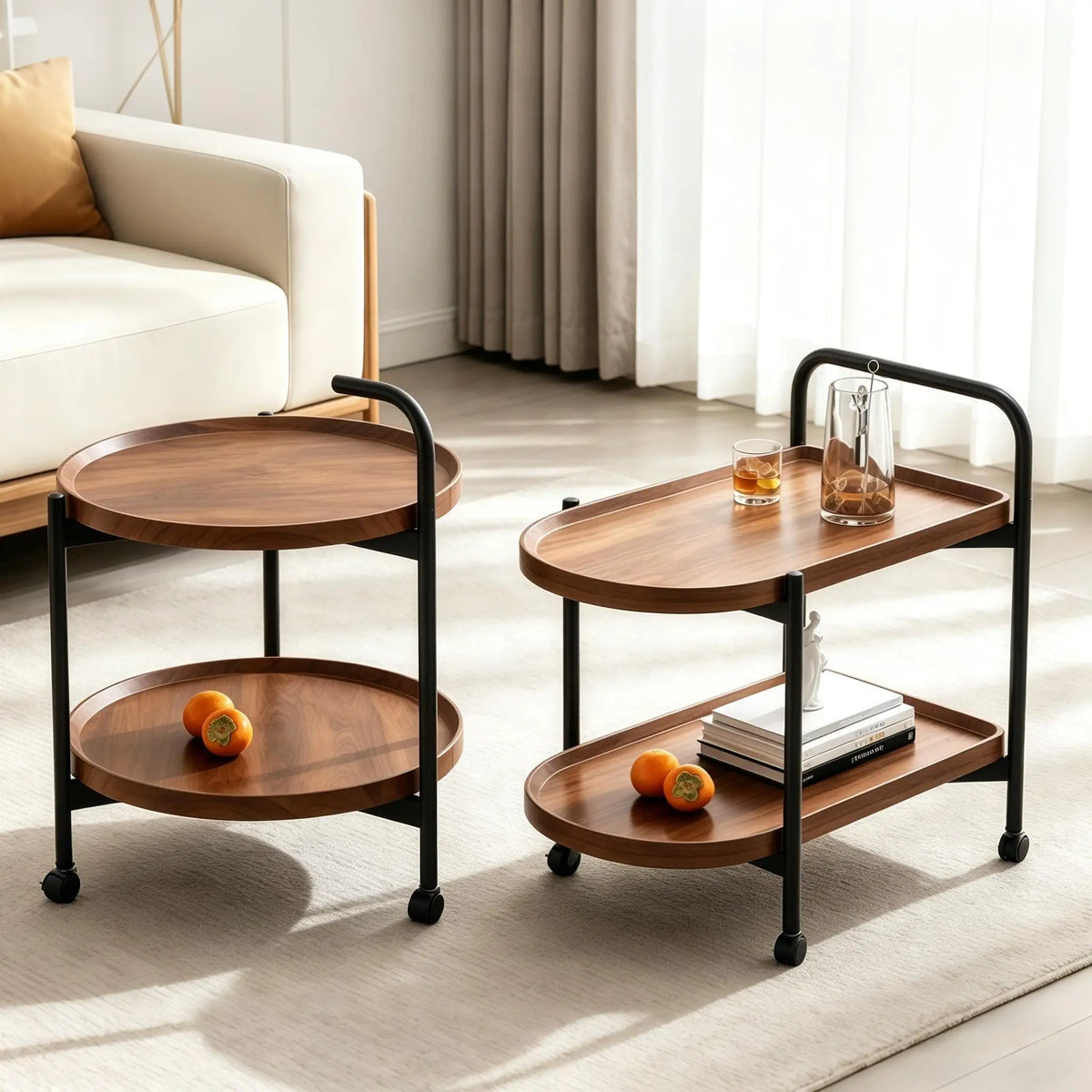 Two-Tier Drinks Trolley, Round or Rectangular