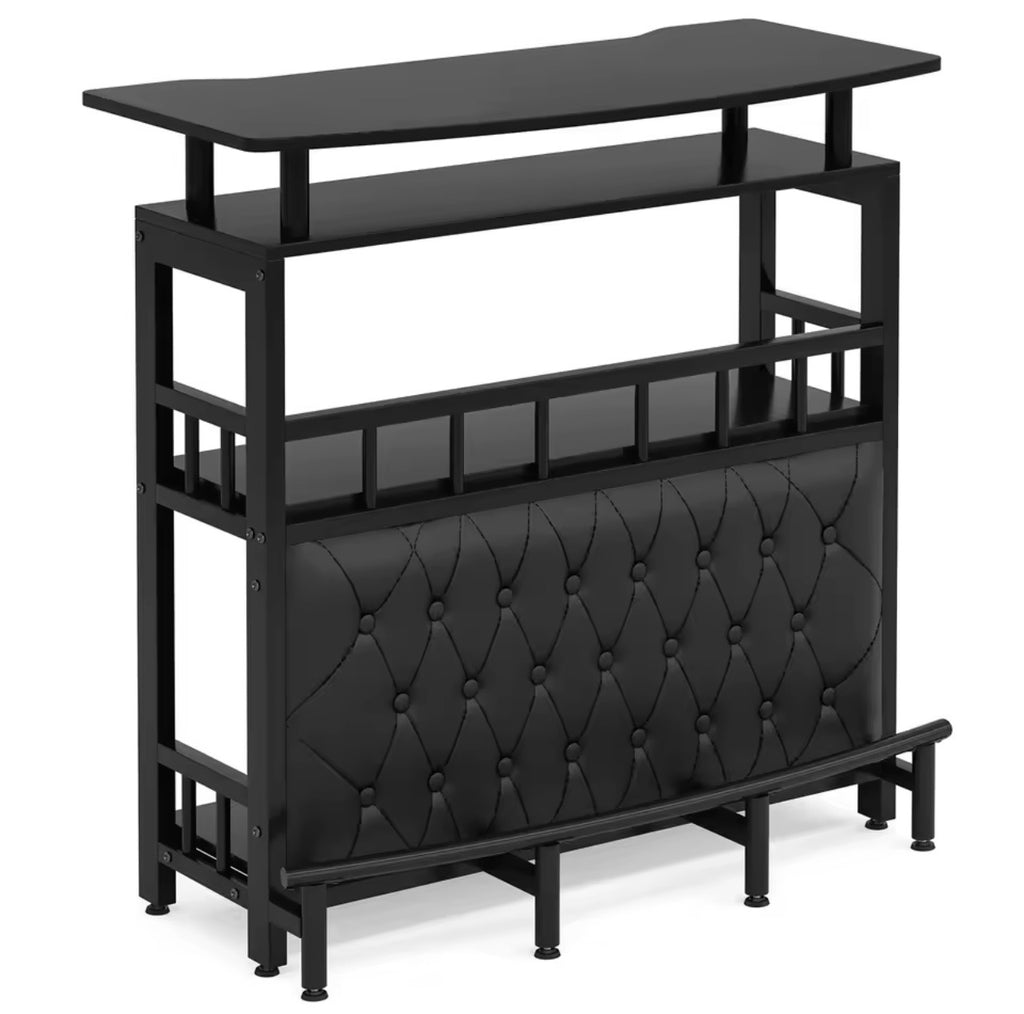 Holborn Drinks Cabinet, 3-Tier Liquor Bar Counter, Black