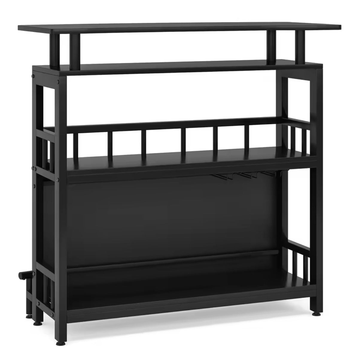 Holborn Drinks Cabinet, 3-Tier Liquor Bar Counter, Black