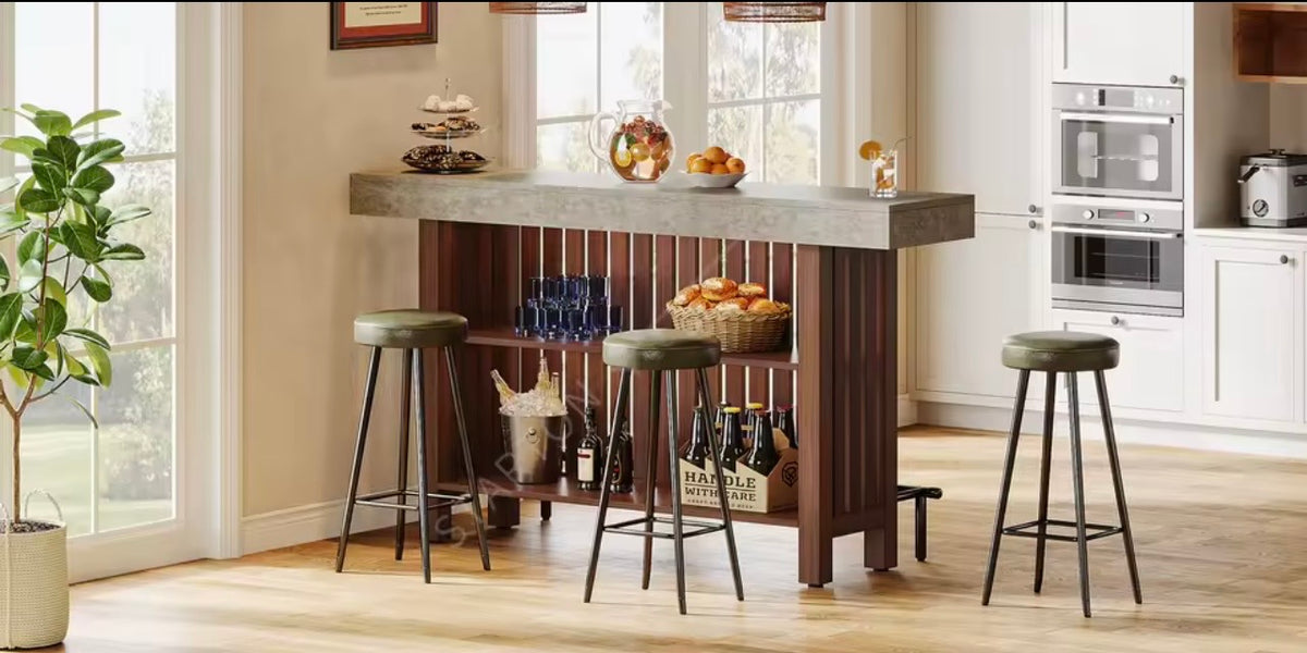 Drinks Cabinet with Footrest, 2-Tier
