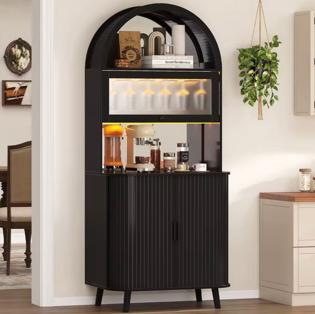 Arched Wooden Drinks Cabinet, Wine Storage, LED Lighting