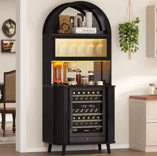 Arched Wooden Drinks Cabinet, Wine Storage, LED Lighting