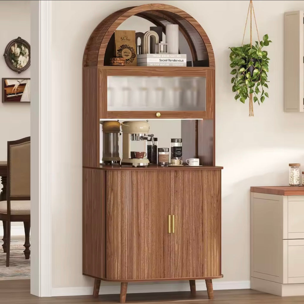 Arched Wooden Drinks Cabinet, Wine Storage, LED Lighting