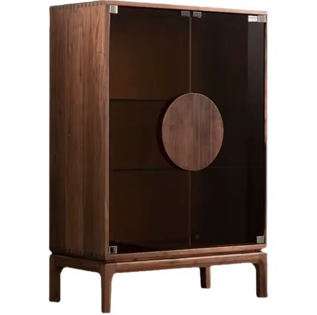 Modern Black Walnut Drinks Cabinet, Wine Storage, Double Door