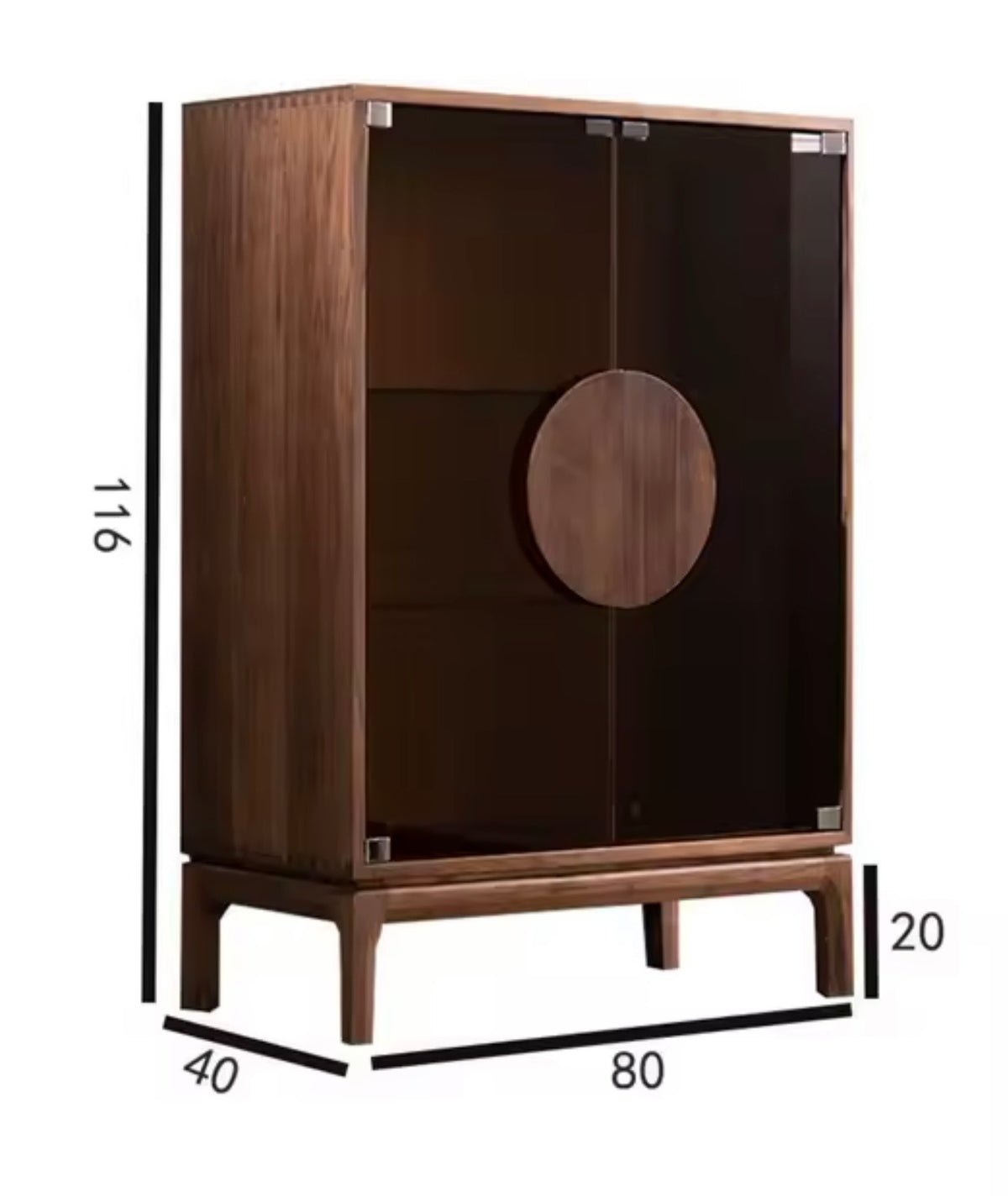 Modern Black Walnut Drinks Cabinet, Wine Storage, Double Door