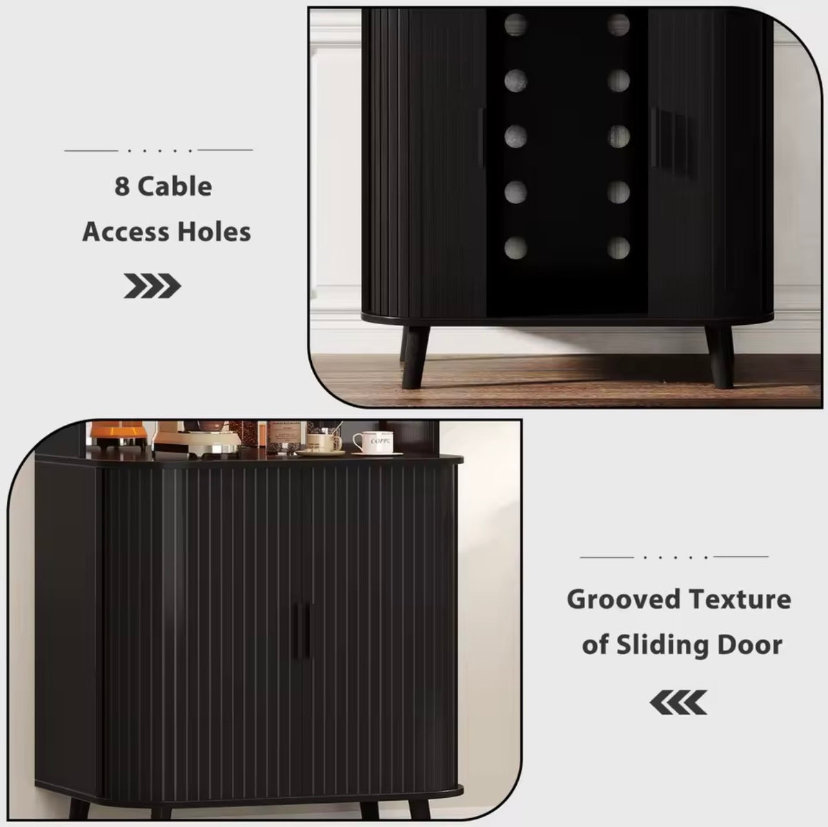 Arched Wooden Drinks Cabinet, Wine Storage, LED Lighting