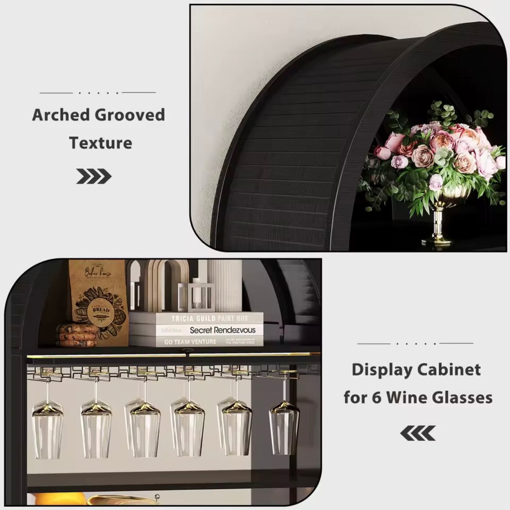 Arched Wooden Drinks Cabinet, Wine Storage, LED Lighting