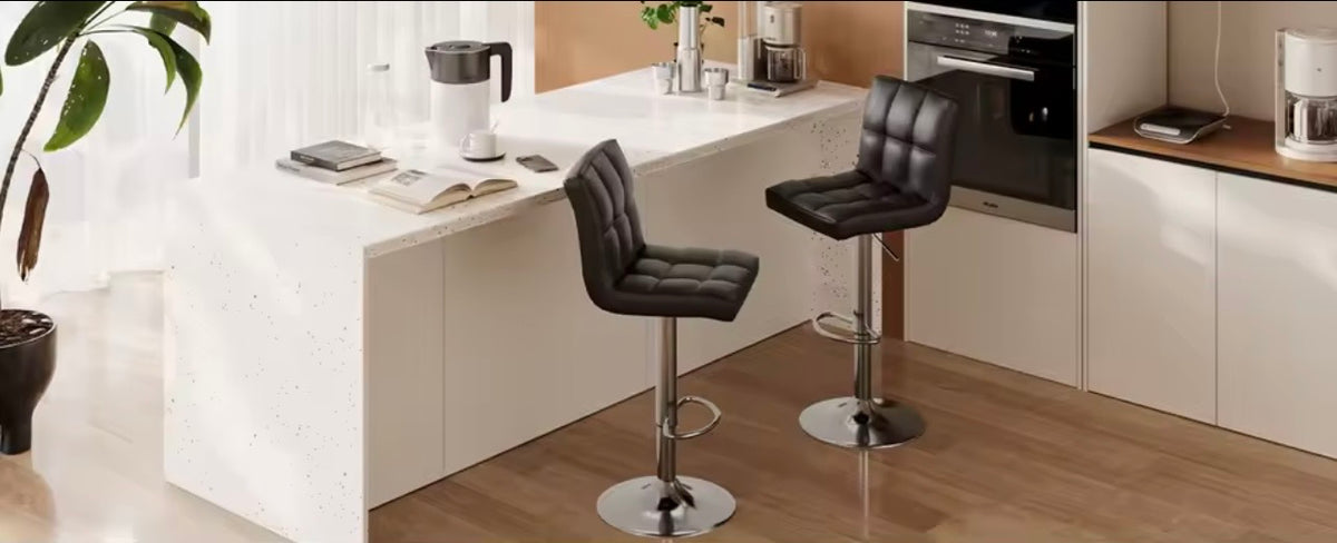 Kensington Swivel Bar Stools Set of 2, PU Leather