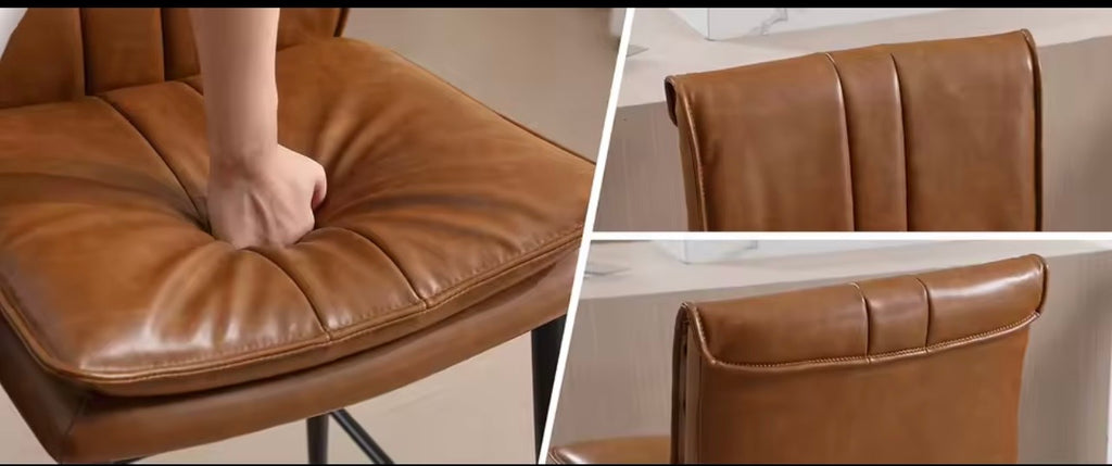 Marylebone Retro Bar Stools Set of 2, PU Leather, Brown