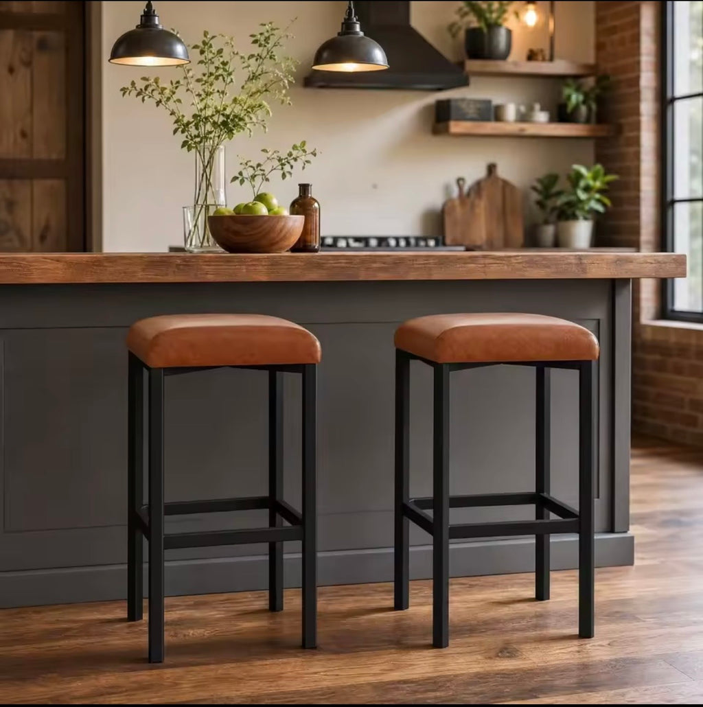 PU Leather Bar Stools Set of 2, 58cm
