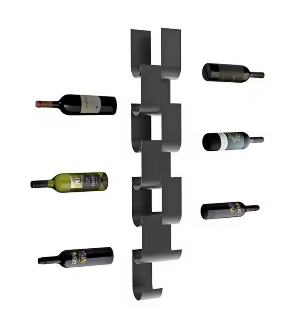 Wall-Mounted Wine Rack, Black Metal