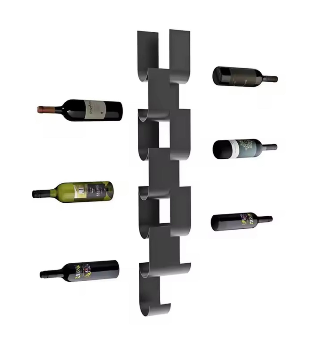 Wall-Mounted Wine Rack, Black Metal