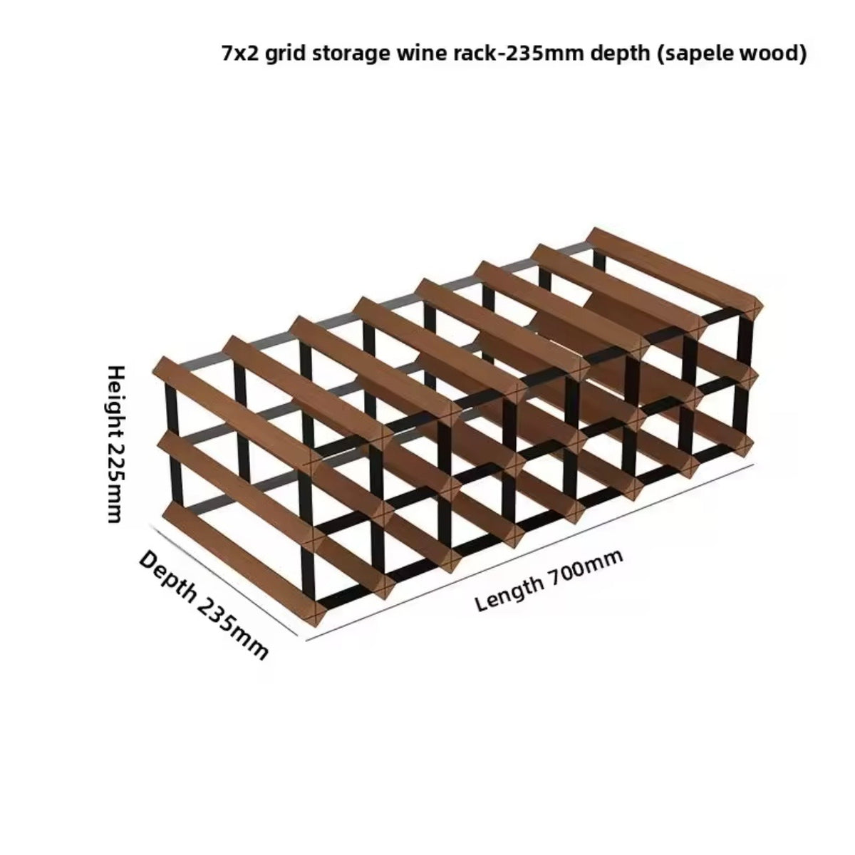 Wood & Metal Wine Rack, 7, 14 or 21 Bottles