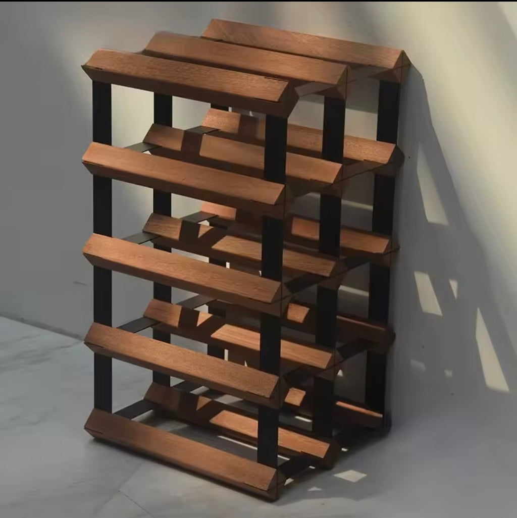 Wood & Metal Wine Rack, 7, 14 or 21 Bottles