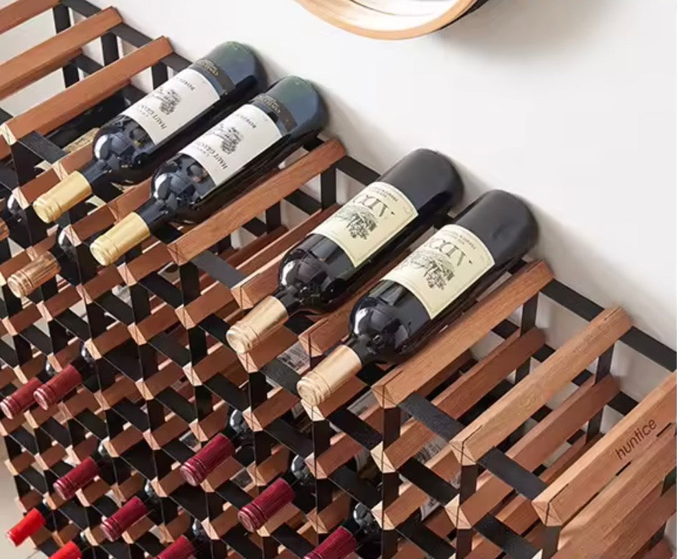 Wood & Metal Wine Rack, 7, 14 or 21 Bottles