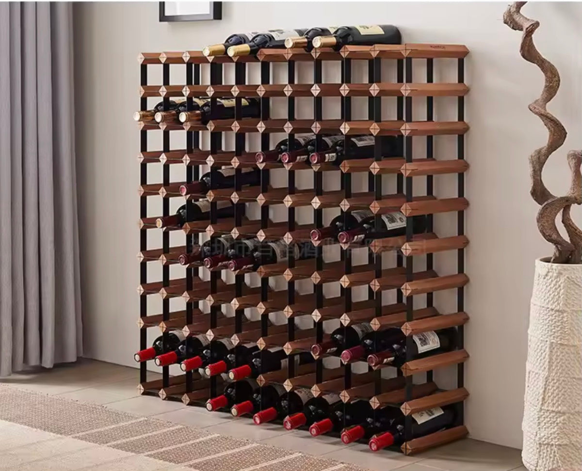 Wood & Metal Wine Rack, 7, 14 or 21 Bottles