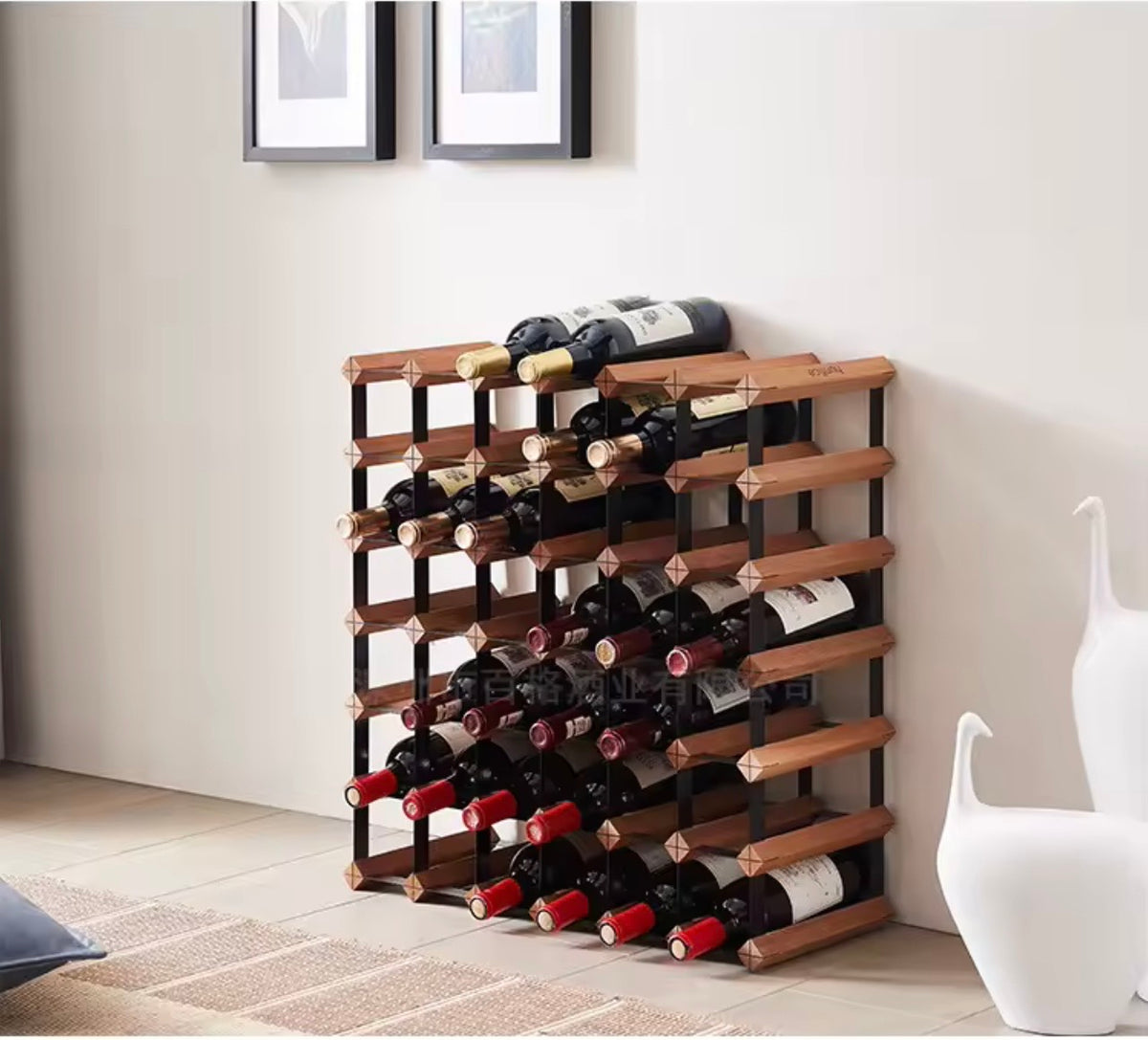 Wood & Metal Wine Rack, 7, 14 or 21 Bottles