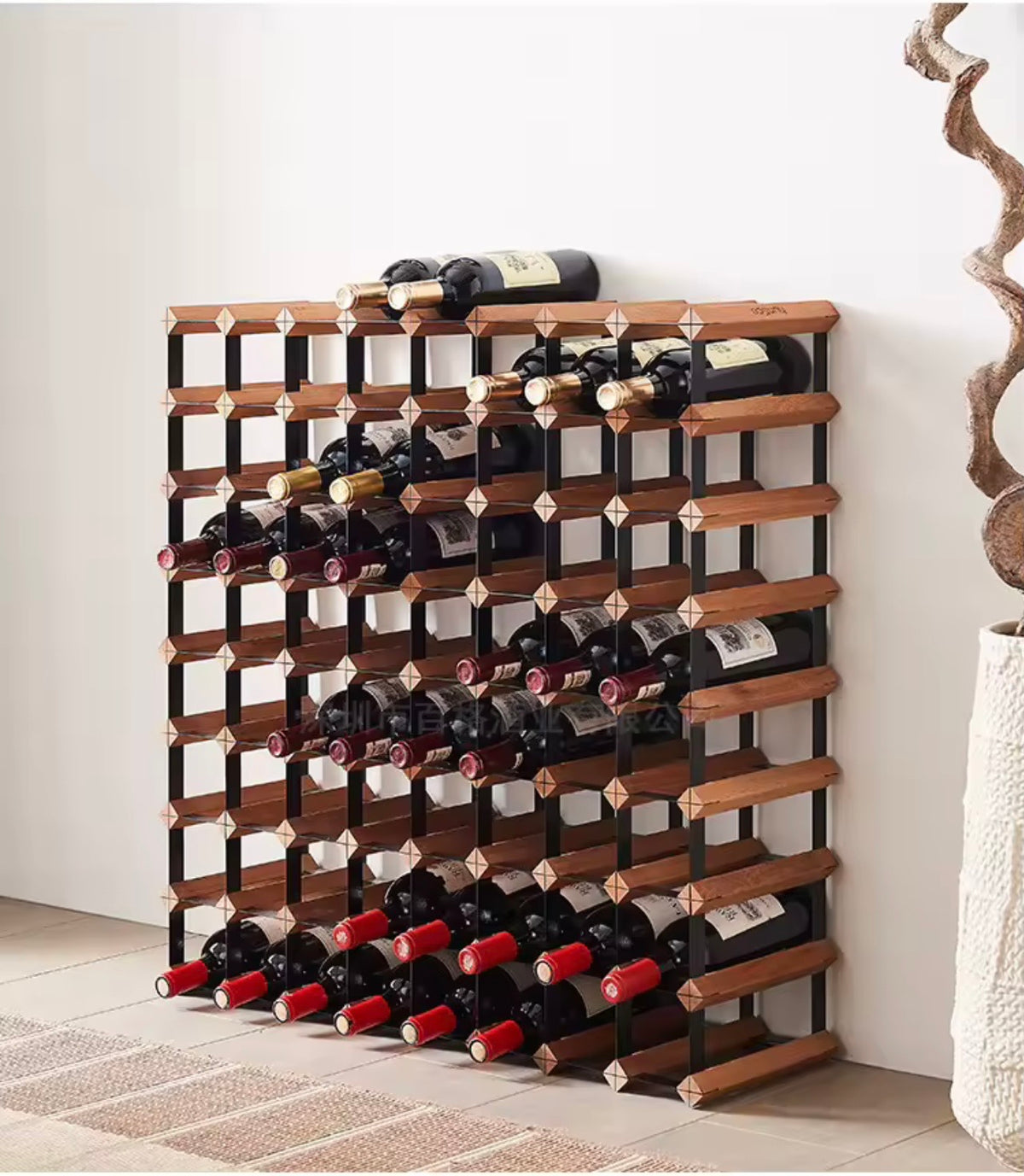 Wood & Metal Wine Rack, 7, 14 or 21 Bottles