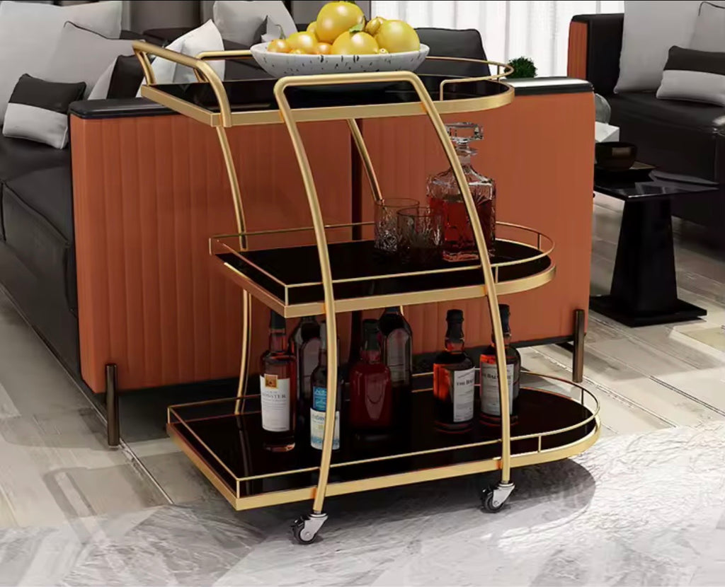 Glass Drinks Trolley, Metal Frame