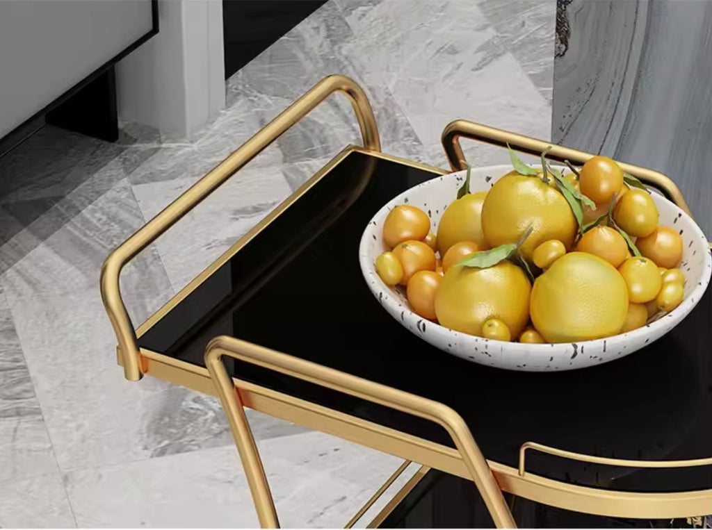 Glass Drinks Trolley, Metal Frame
