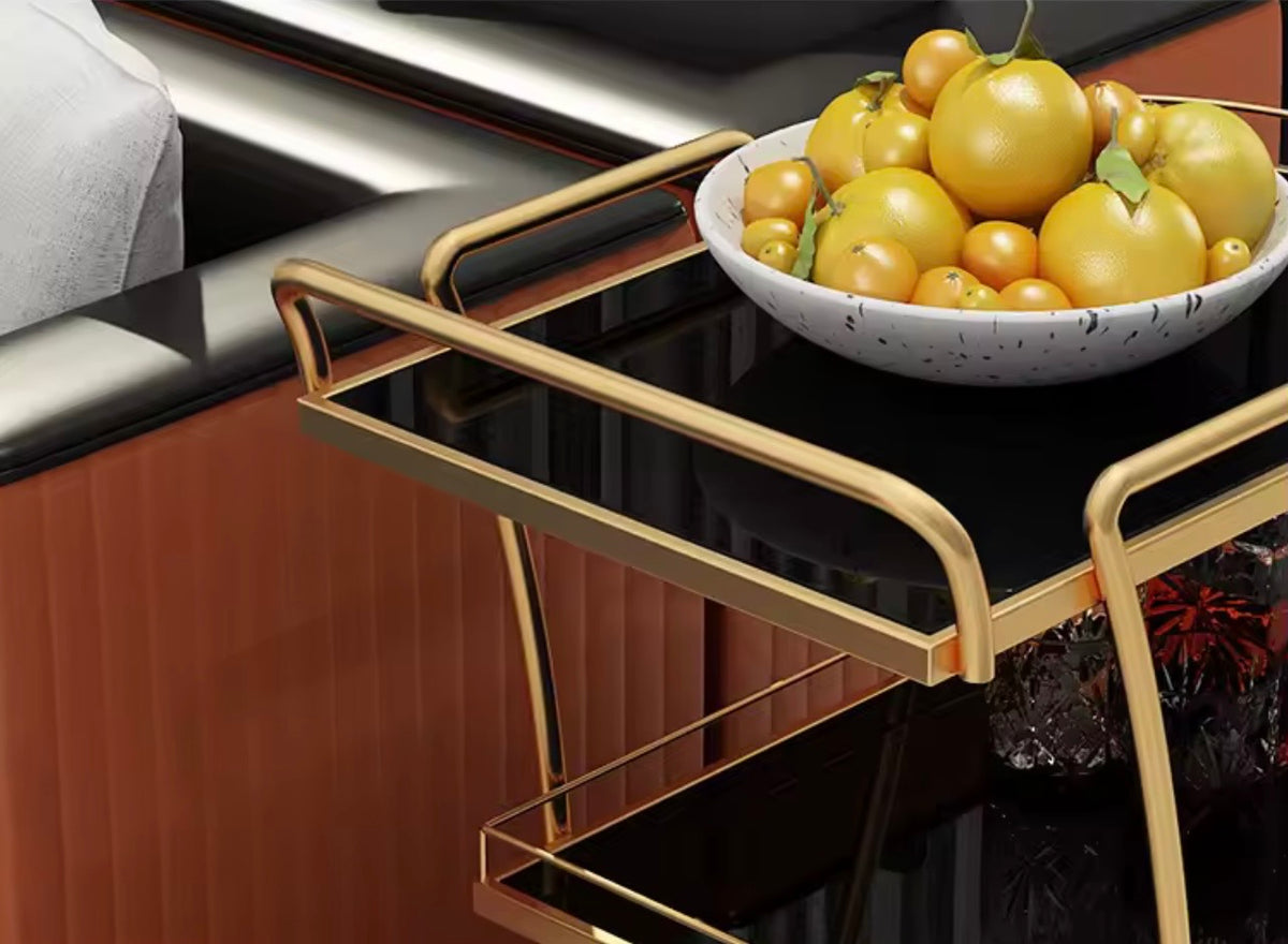 Glass Drinks Trolley, Metal Frame