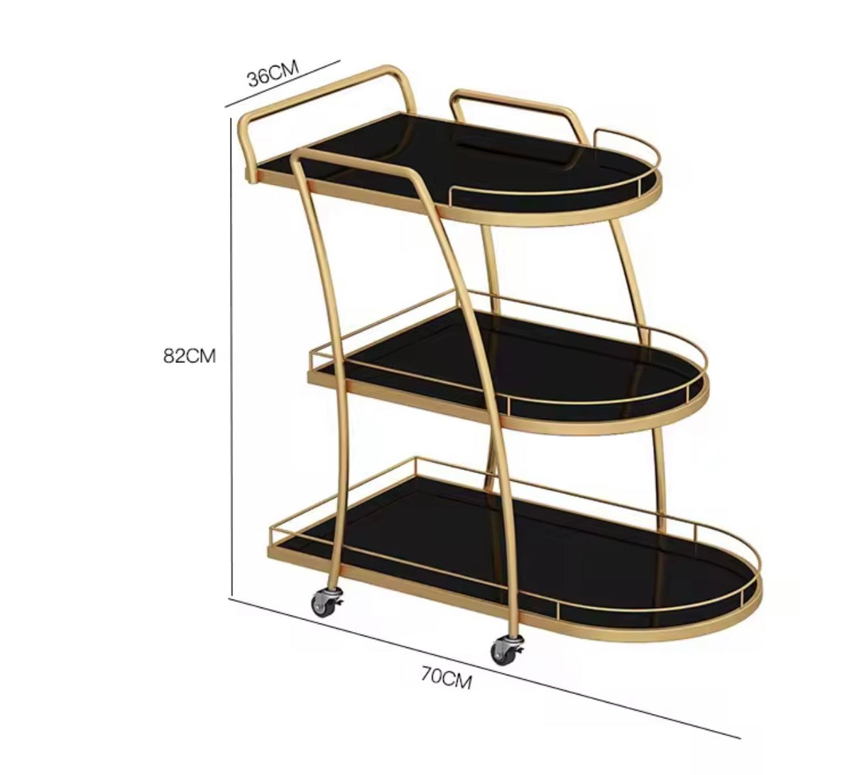 Glass Drinks Trolley, Metal Frame