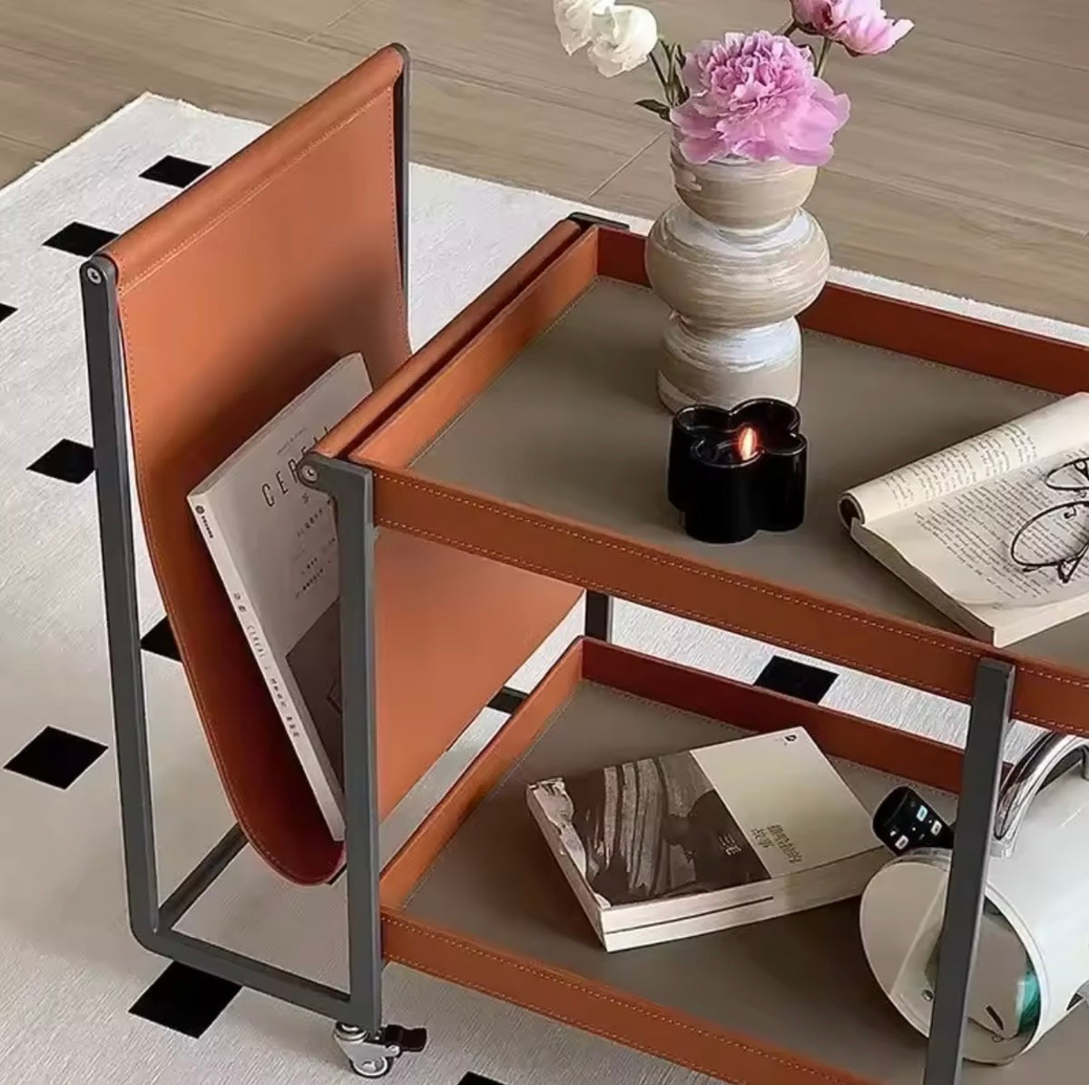Metal Drinks Trolley, Wheeled, Orange or Grey