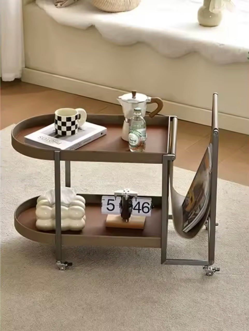 Metal Drinks Trolley, Wheeled, Orange or Grey