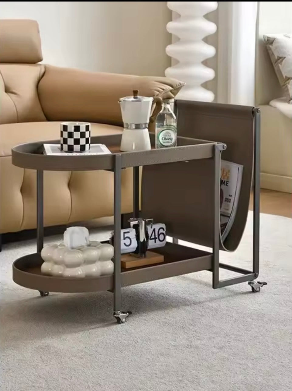 Metal Drinks Trolley, Wheeled, Orange or Grey