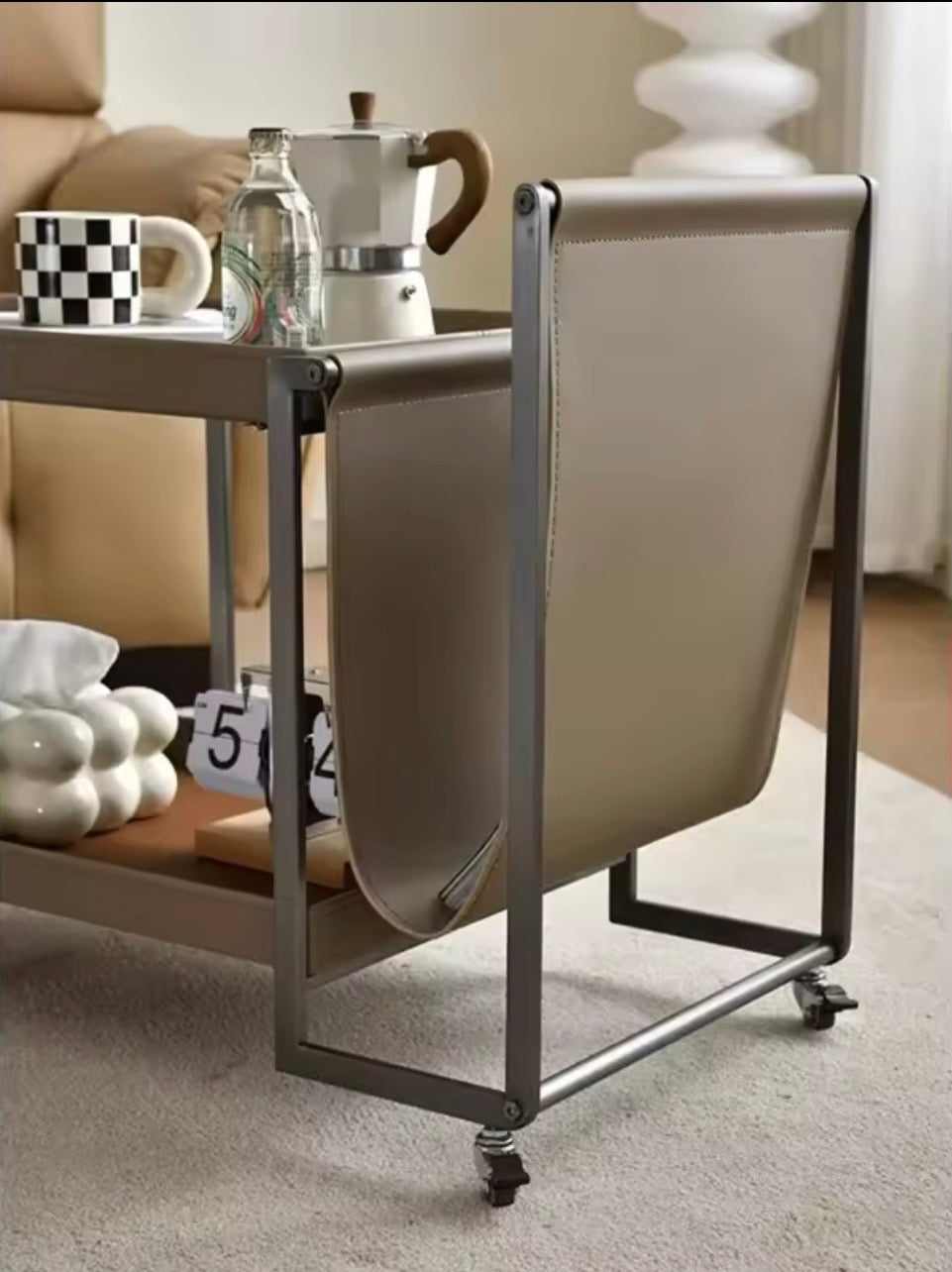 Metal Drinks Trolley, Wheeled, Orange or Grey