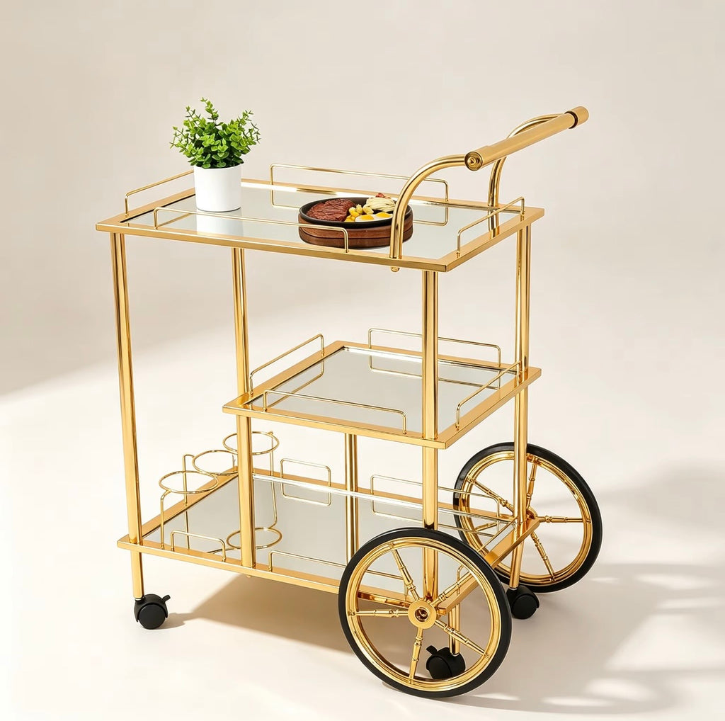 Three-Tier Drinks Trolley, Mobile Bar Cart