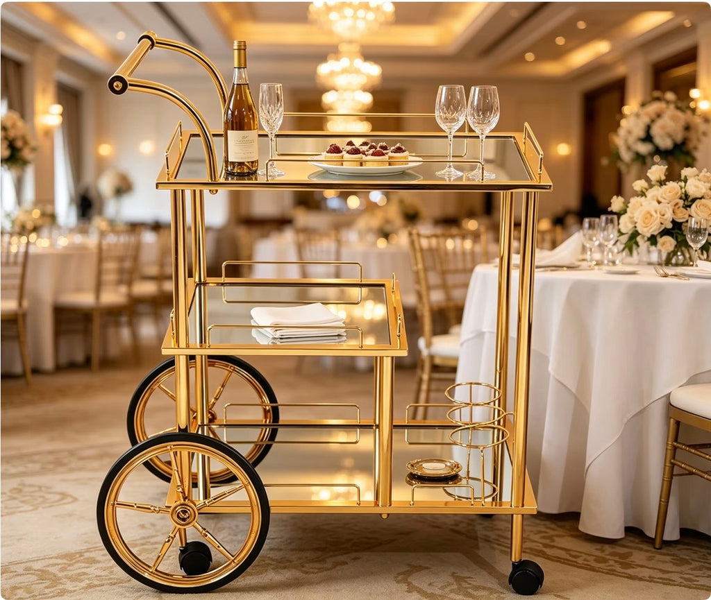Three-Tier Drinks Trolley, Mobile Bar Cart