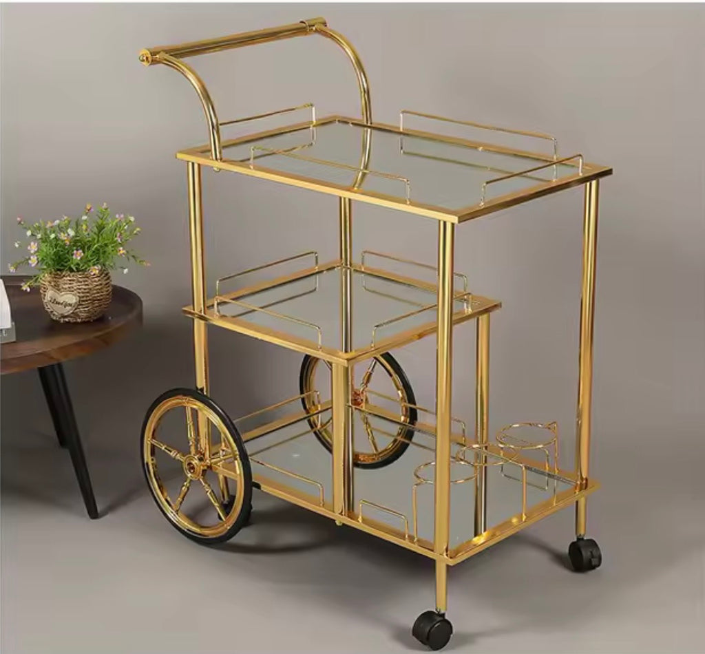 Three-Tier Drinks Trolley, Mobile Bar Cart