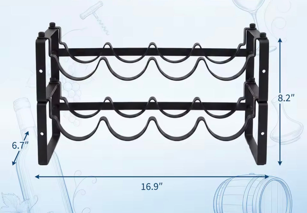 Wave-Shaped Metal Wine Rack, 8 or 12 Bottles