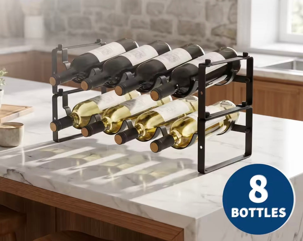 Wave-Shaped Metal Wine Rack, 8 or 12 Bottles