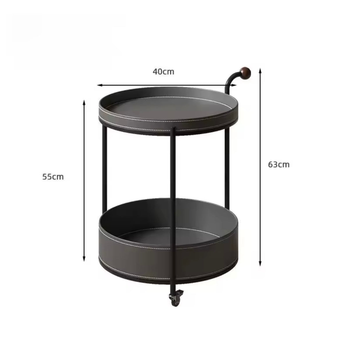 Leather-Wrapped Drinks Trolley, Double-Tier