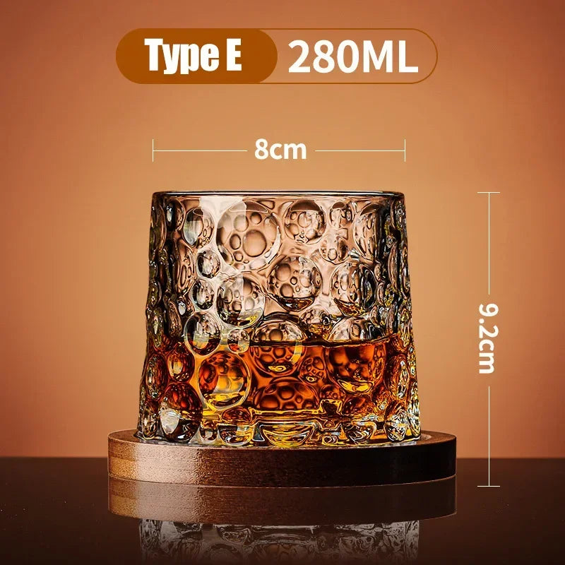 Rotating Crystal Whisky Tumbler with Base, 280ml