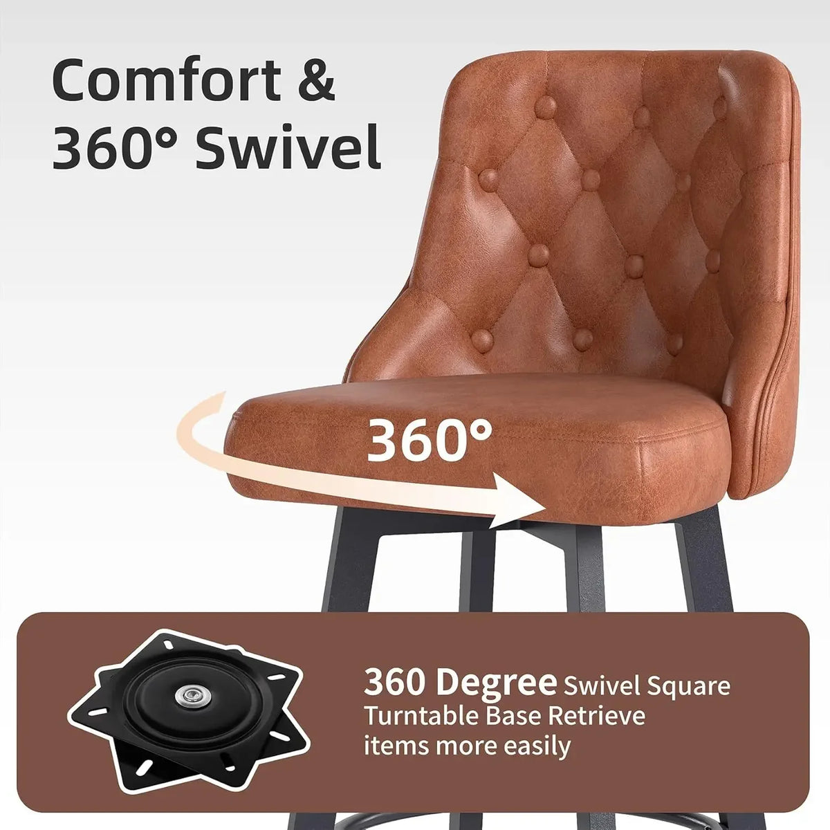 Piccadilly Bar Stools, Waterproof PU Leather, Black
