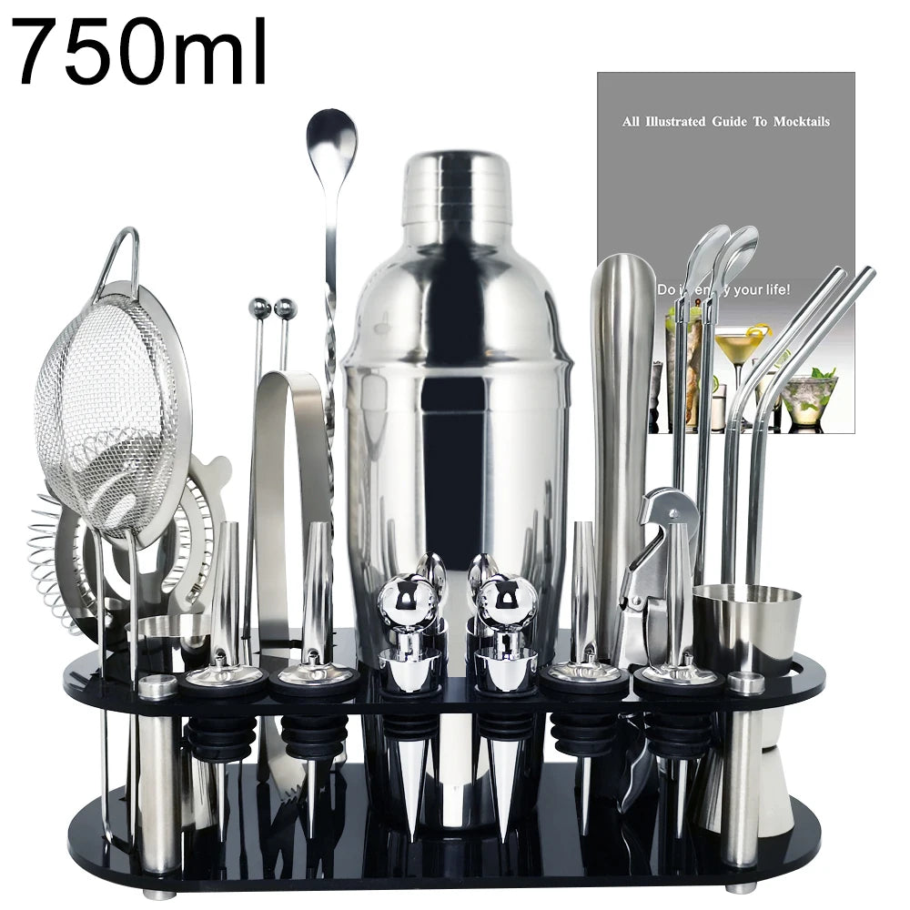 Boston Cocktail Shaker Set with Holder, 13 or 22 Pieces