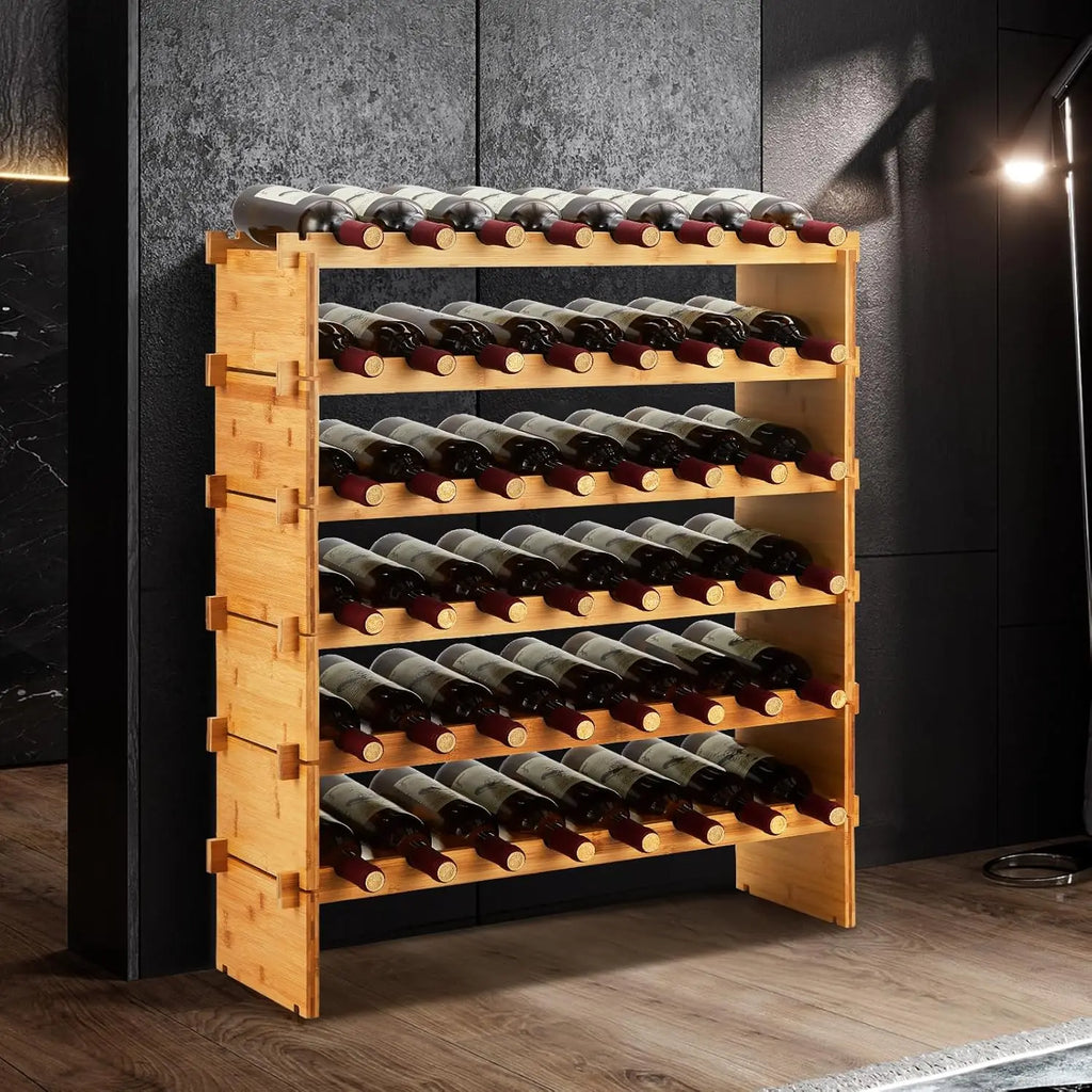 Modular Bamboo Wine Rack, 4 or 6 Tiers