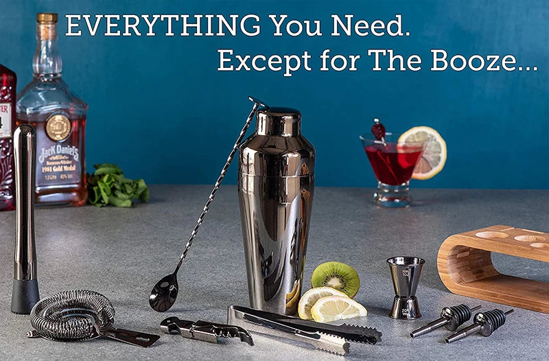 10-Piece Cocktail Bar Tool Set with Bamboo Stand