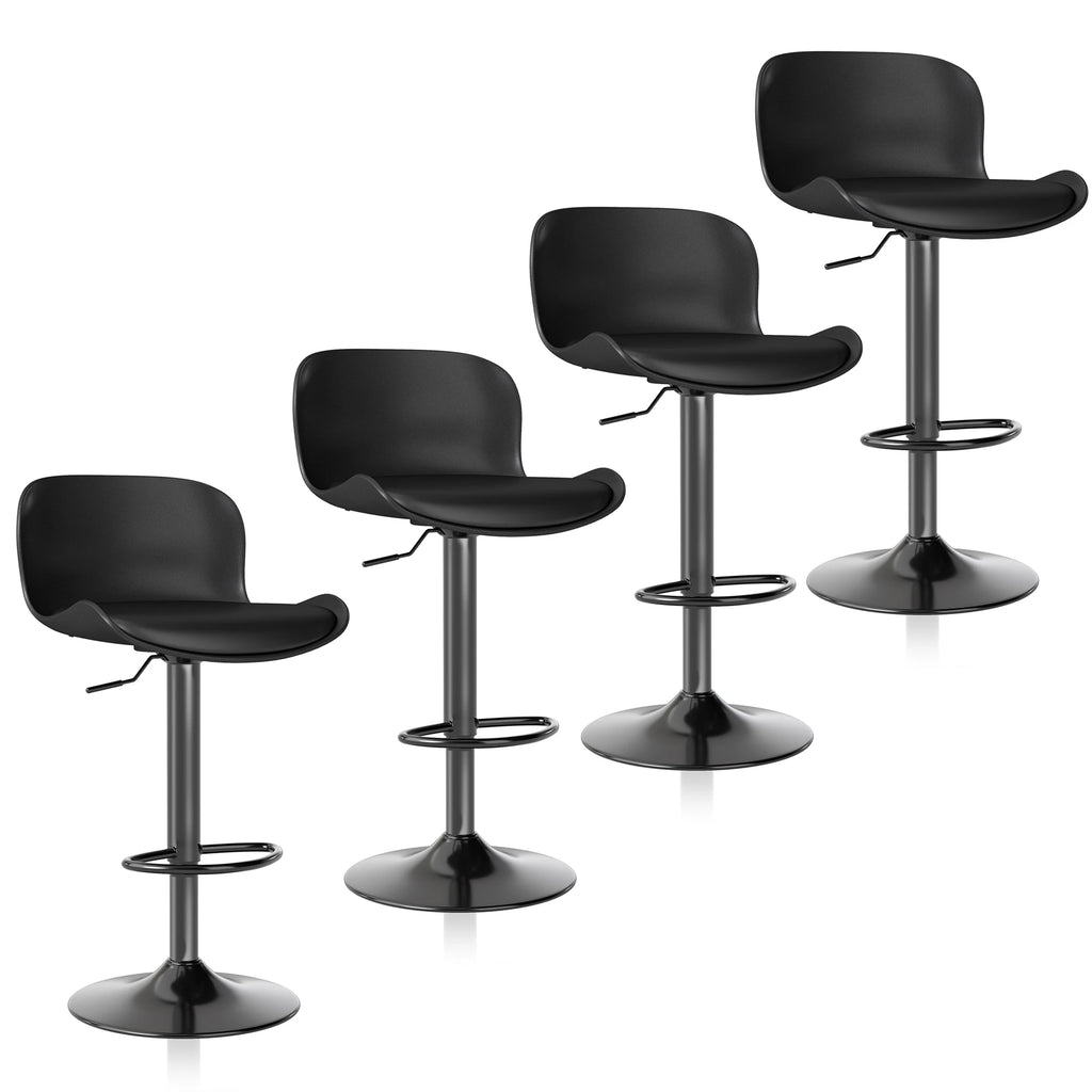 Islington Swivel Bar Stools Set of 4, Height Adjustable, Faux Leather