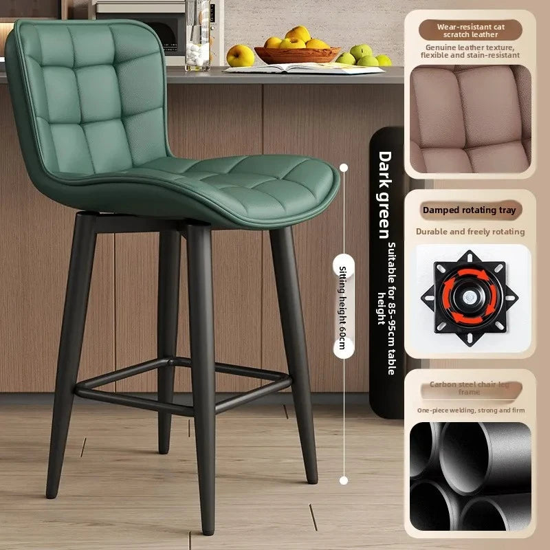 Leather Bar Chair, Swivel, High Back