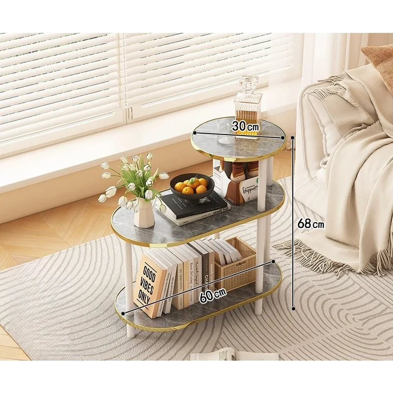Marble-Pattern Rolling Side Trolley