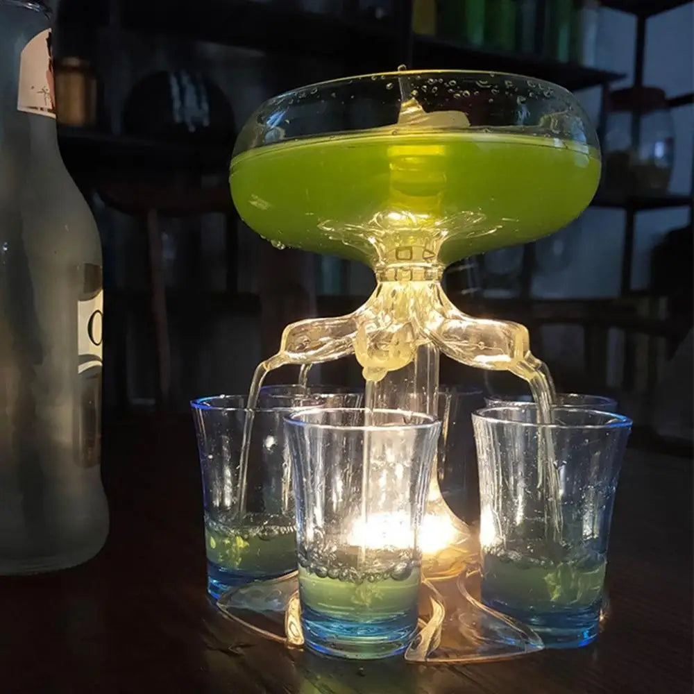 Clear Shot Dispenser Rack with 6 Shot Glasses