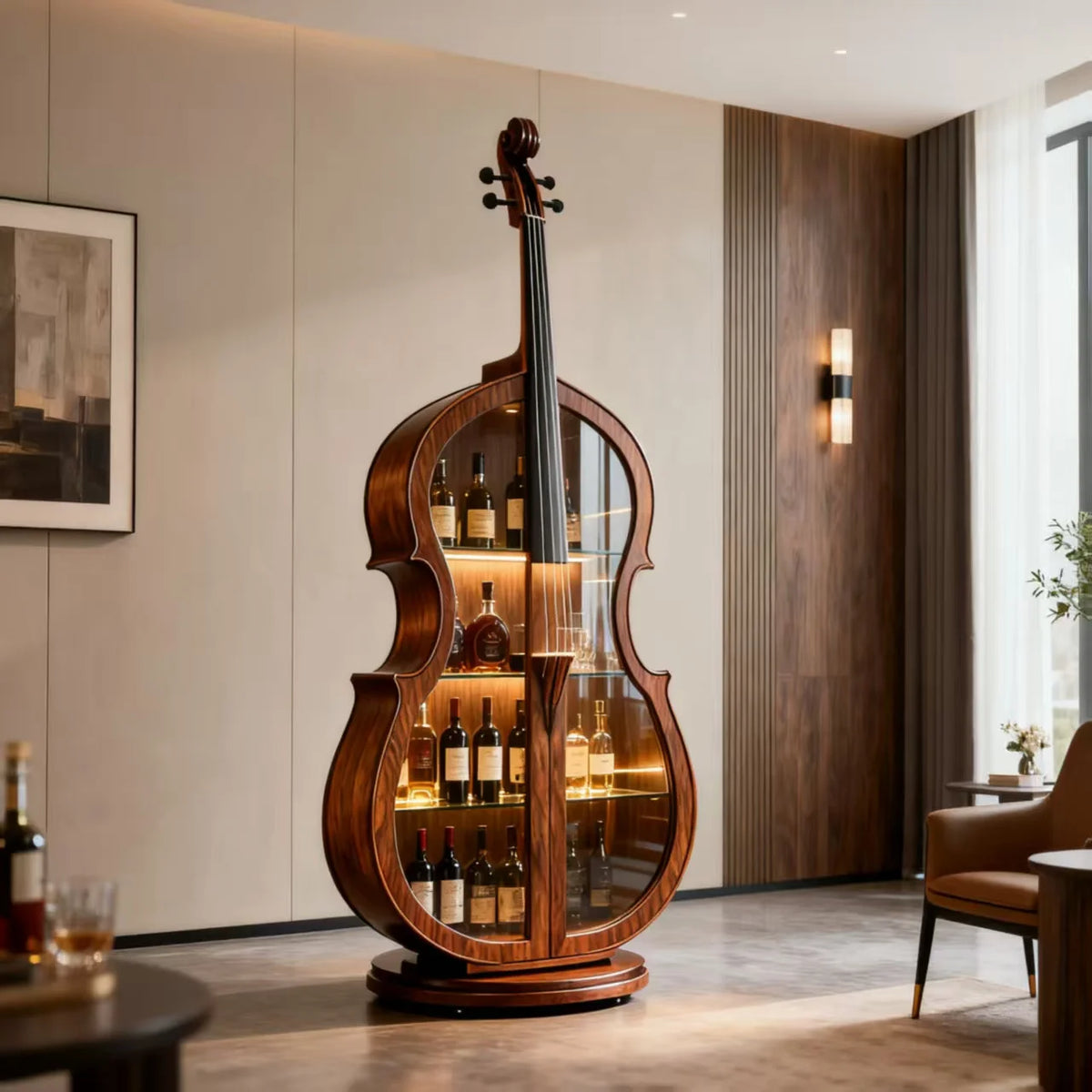 Cello Black Walnut Drinks Cabinet, Solid Wood