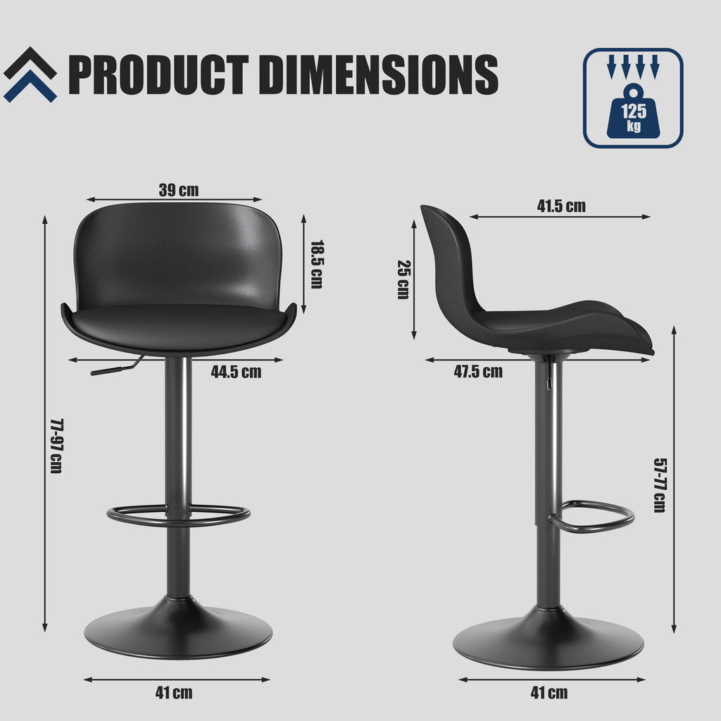 Islington Swivel Bar Stools Set of 4, Height Adjustable, Faux Leather