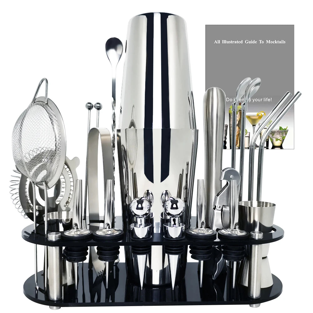 Boston Cocktail Shaker Set with Holder, 13 or 22 Pieces