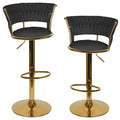 Notting Hill Swivel Velvet Bar Stools Set of 2, Woven Back, Gold Base
