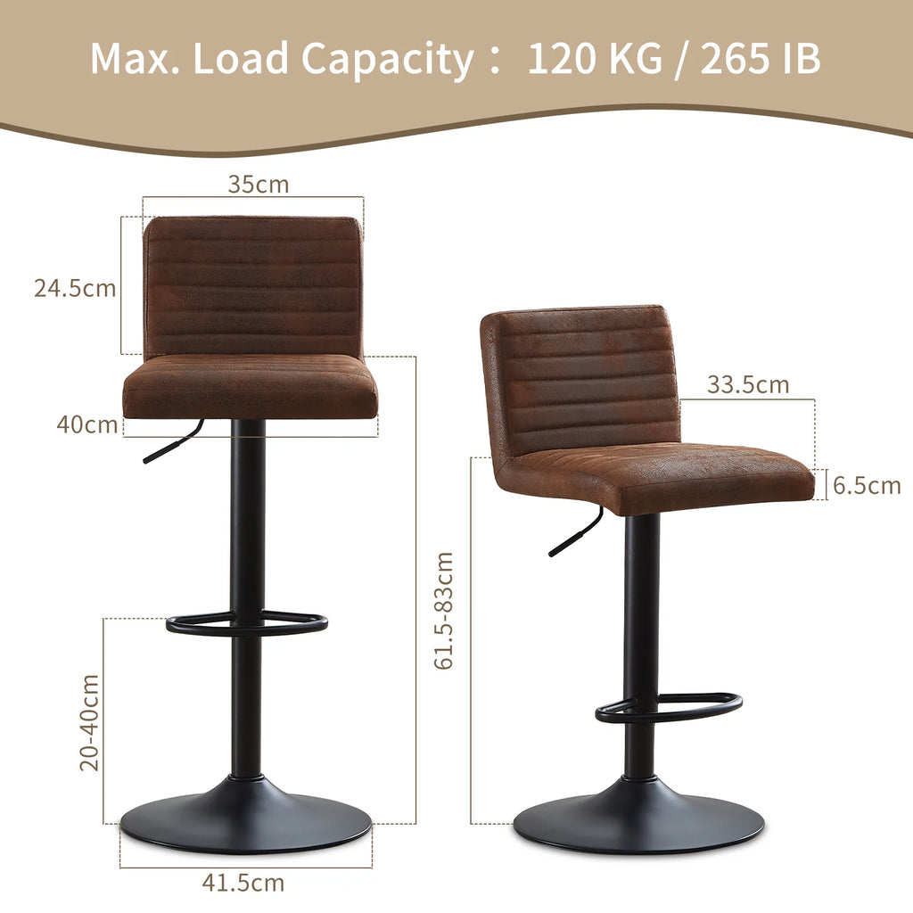 Soho Suede Bar Stools Set of 2, Swivel, Height Adjustable